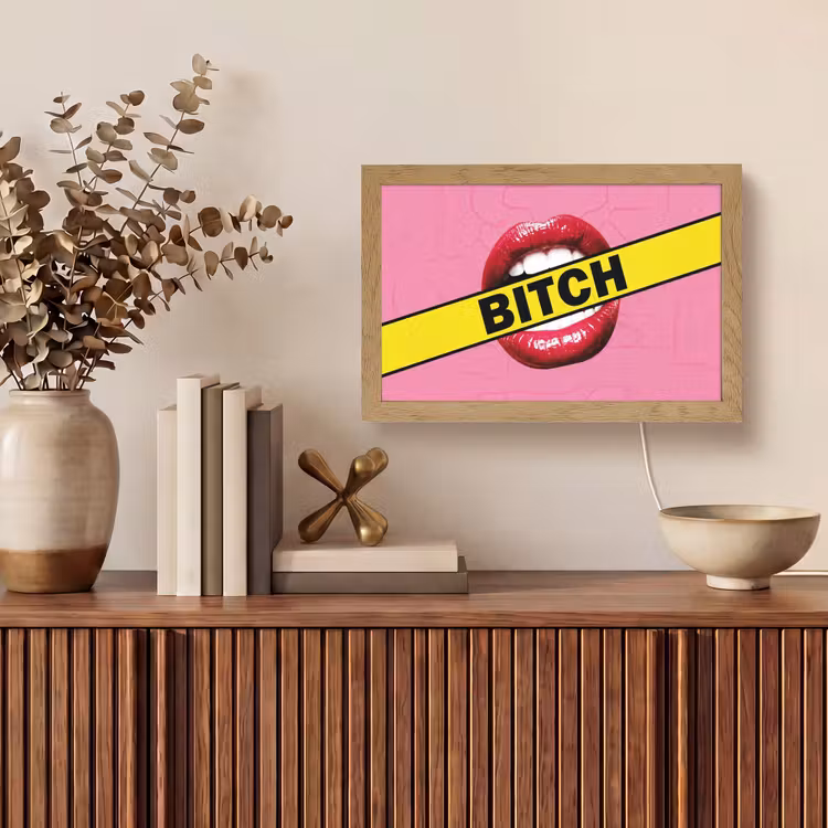 Lippen - Tekst - Kleurrijk Light Box met kabel (Tafellamp) klein -sfeer2