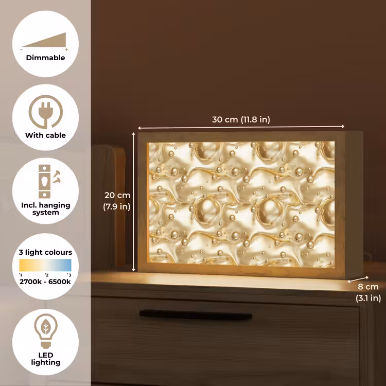 Vloeibaar - Druppels - Goud Light Box met kabel (Tafellamp) klein 924 -USP_EN