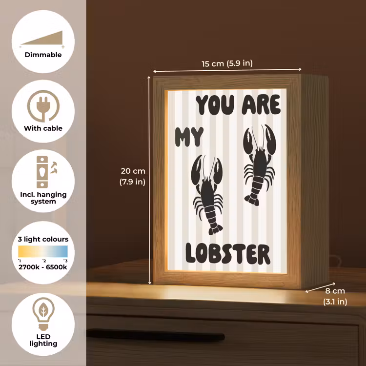 Lobster - Beige - Minimalistisch Light Box met kabel (Tafellamp) klein -USP_EN