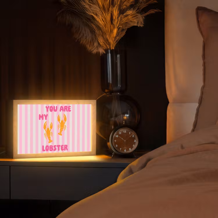 Lobster - Love - Valentijn Light Box met kabel (Tafellamp) klein -sfeer1