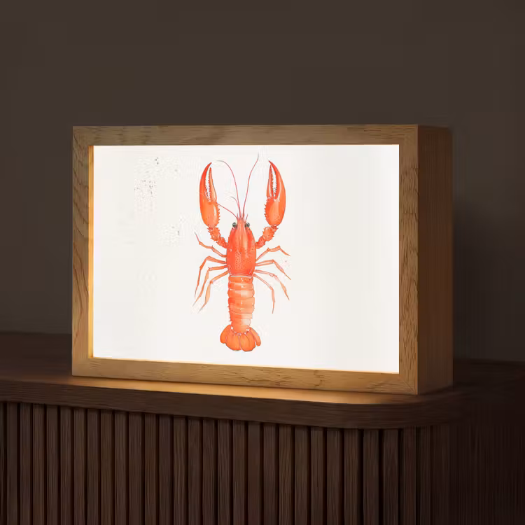 Kreeft - Waterverf - Aquarel - Oranje Light Box met kabel (Tafellamp) klein -z3d_website