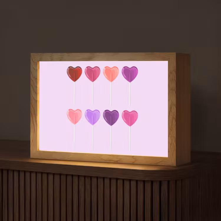 Lolly - Hart - Roze - Snoep Light Box met kabel (Tafellamp) klein -z3d_website