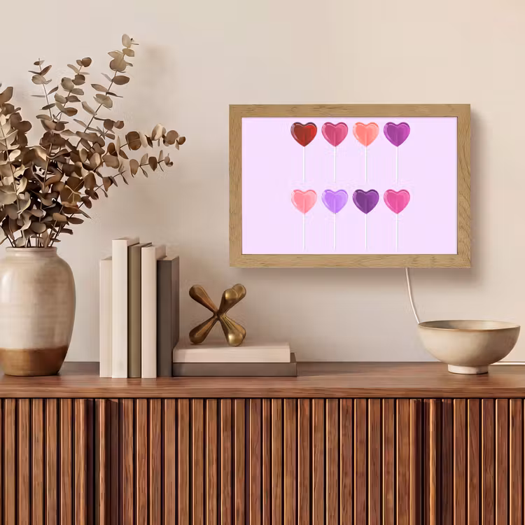 Lolly - Hart - Roze - Snoep Light Box met kabel (Tafellamp) klein -sfeer2