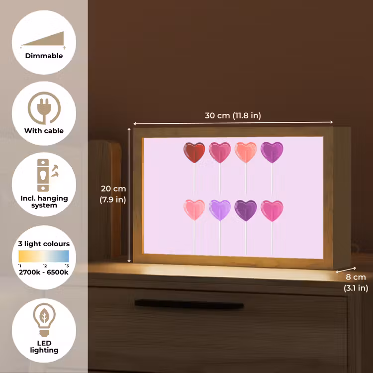 Lolly - Hart - Roze - Snoep Light Box met kabel (Tafellamp) klein -USP_EN