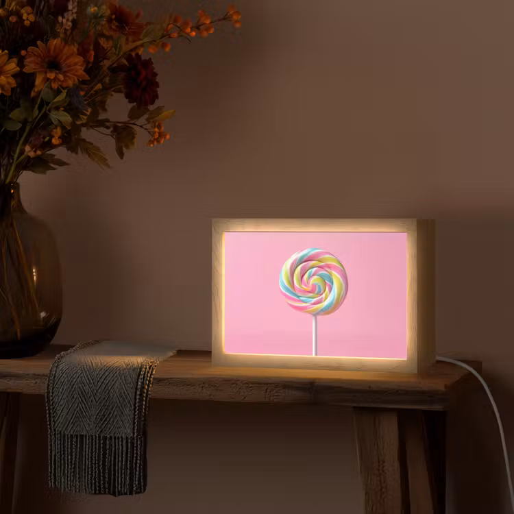 Lolly - Roze - Snoep - Zoet Light Box met kabel (Tafellamp) klein -sfeer4