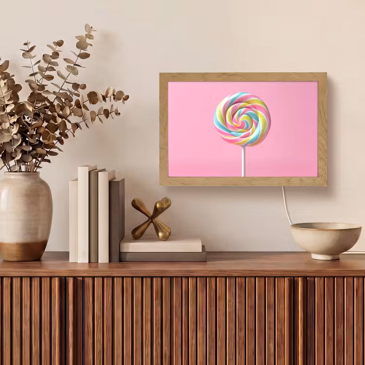 Lolly - Roze - Snoep - Zoet Light Box met kabel (Tafellamp) klein -sfeer2