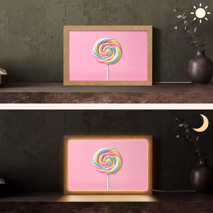 Lolly - Roze - Snoep - Zoet Light Box met kabel (Tafellamp) klein -sfeer3