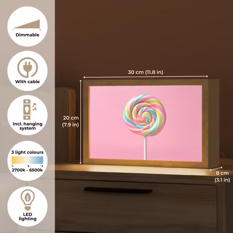 Lolly - Roze - Snoep - Zoet Light Box met kabel (Tafellamp) klein -USP_EN