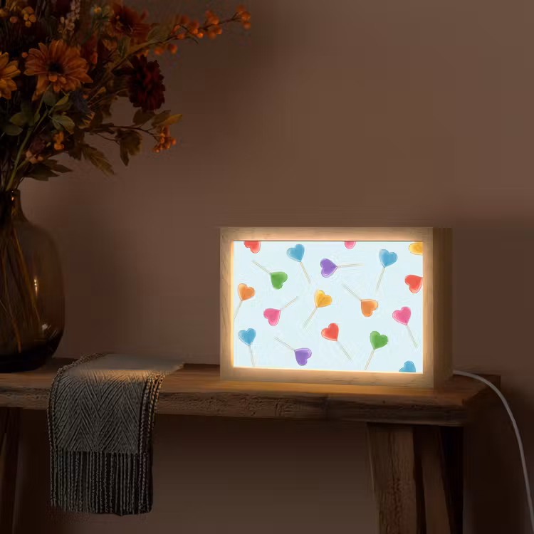 Lolly - Regenboog - Snoep Light Box met kabel (Tafellamp) klein -sfeer4