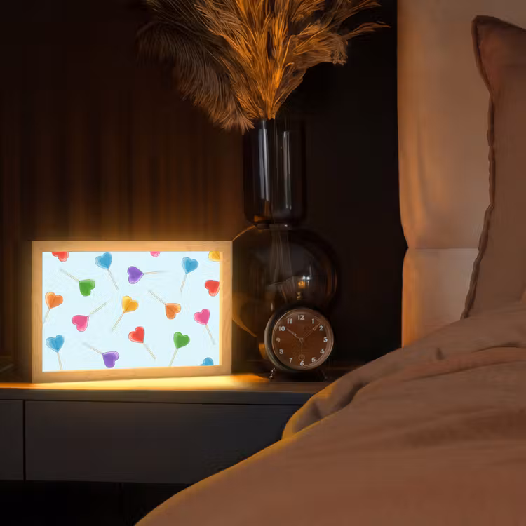 Lolly - Regenboog - Snoep Light Box met kabel (Tafellamp) klein -sfeer1