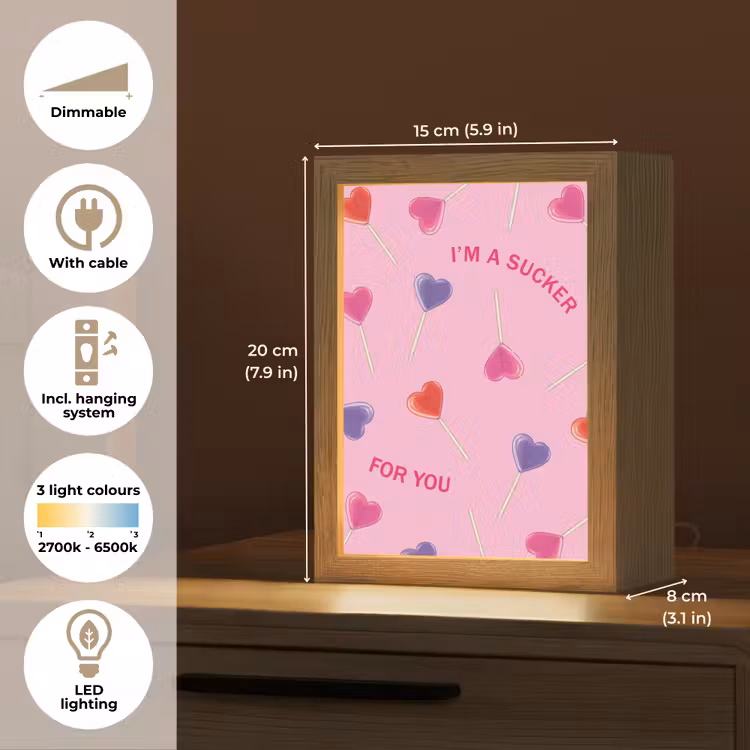 Lolly - Valentijn - Illustratie - Snoep Light Box met kabel (Tafellamp) klein -USP_EN