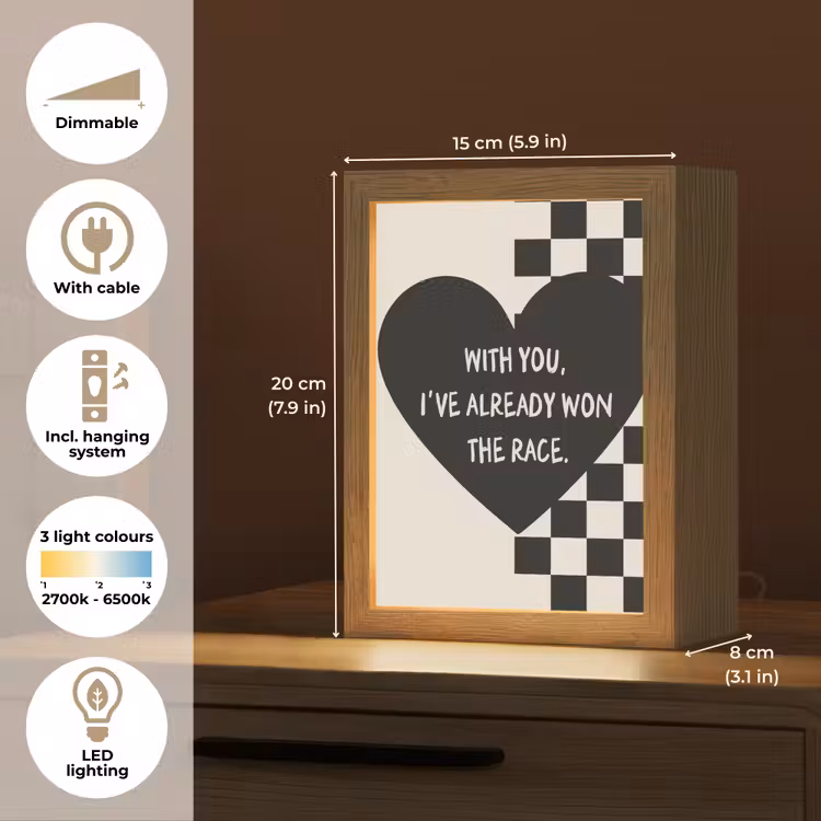 Liefde - Beige - Race Light Box met kabel (Tafellamp) klein -USP_EN