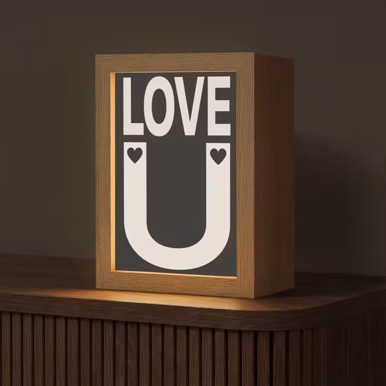 Love - Zwart - Minimalistisch Light Box met kabel (Tafellamp) klein -z3d_website