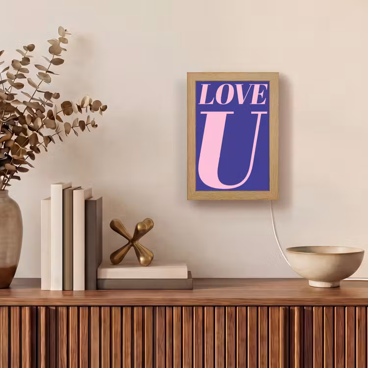 Love - Blauw - Valentijn Light Box met kabel (Tafellamp) klein -sfeer2