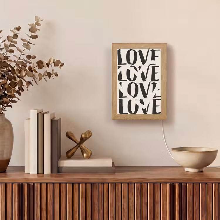 Love - Hart - Beige Light Box met kabel (Tafellamp) klein -sfeer2