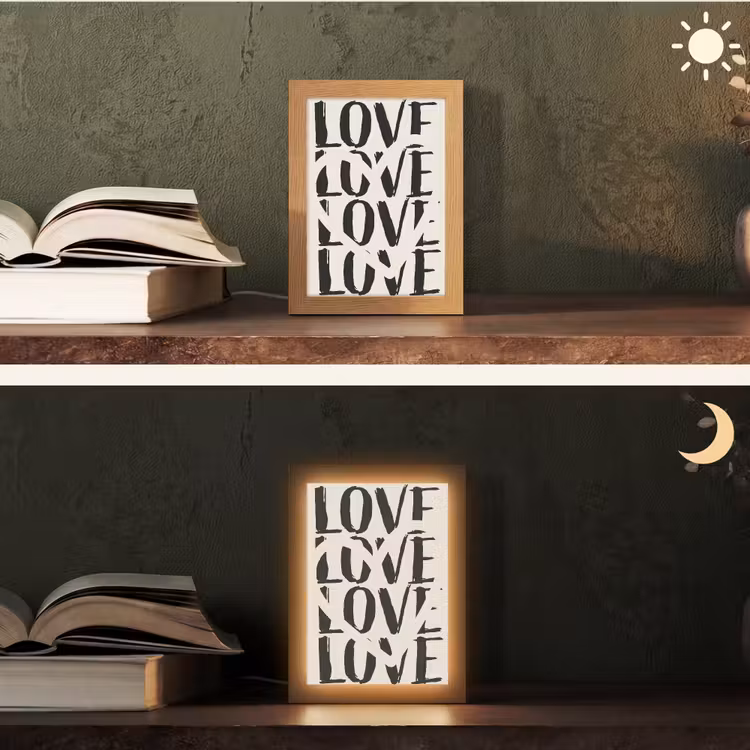 Love - Hart - Beige Light Box met kabel (Tafellamp) klein -sfeer3