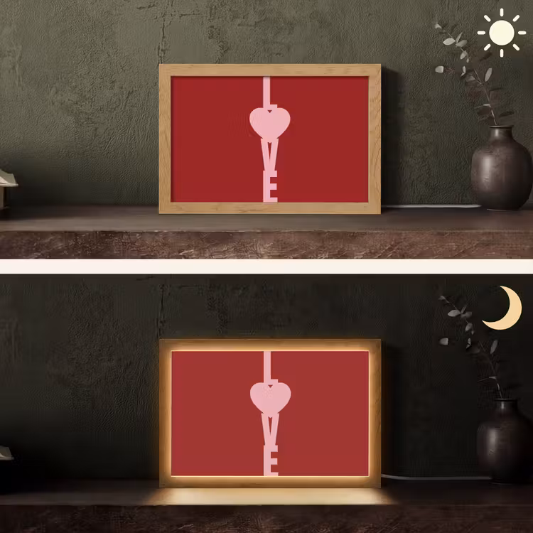 Love - Hart - Rood Light Box met kabel (Tafellamp) klein -sfeer3