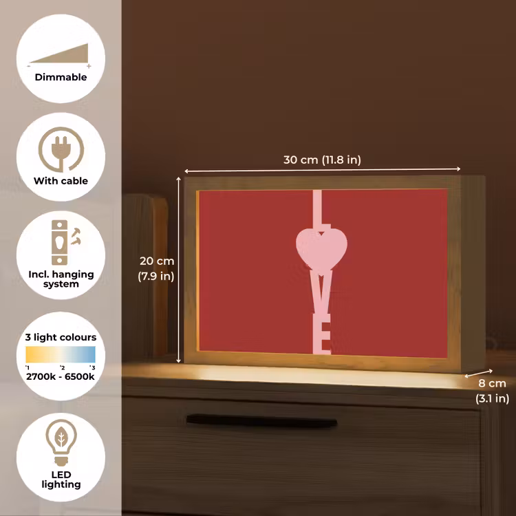 Love - Hart - Rood Light Box met kabel (Tafellamp) klein -USP_EN