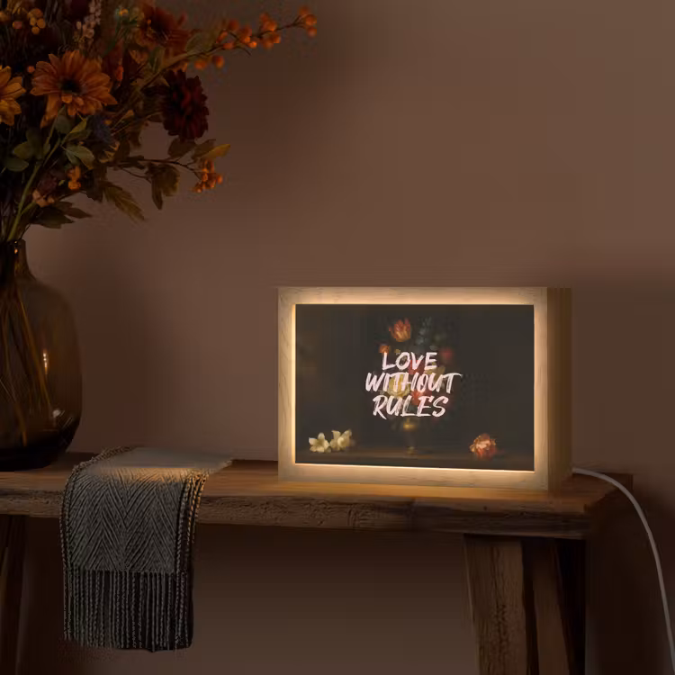 Liefde - Modern - Bloemen Light Box met kabel (Tafellamp) klein -sfeer4