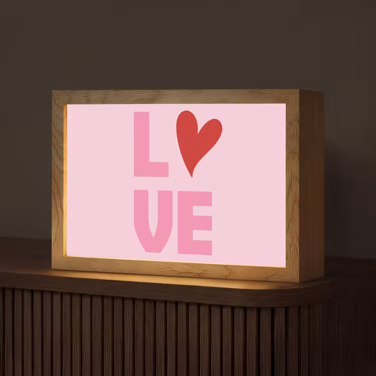 Love - Roze - Hart - Valentijn Light Box met kabel (Tafellamp) klein -z3d_website