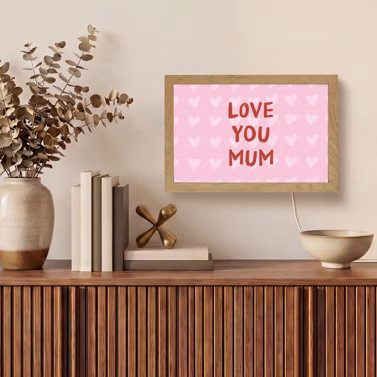 Love - Quote - Moeder - Rood Light Box met kabel (Tafellamp) klein -sfeer2