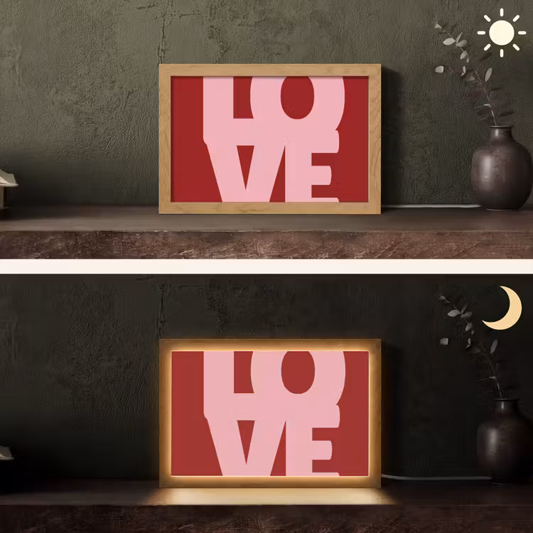 Love - Rood - Blokletters Light Box met kabel (Tafellamp) klein -sfeer3
