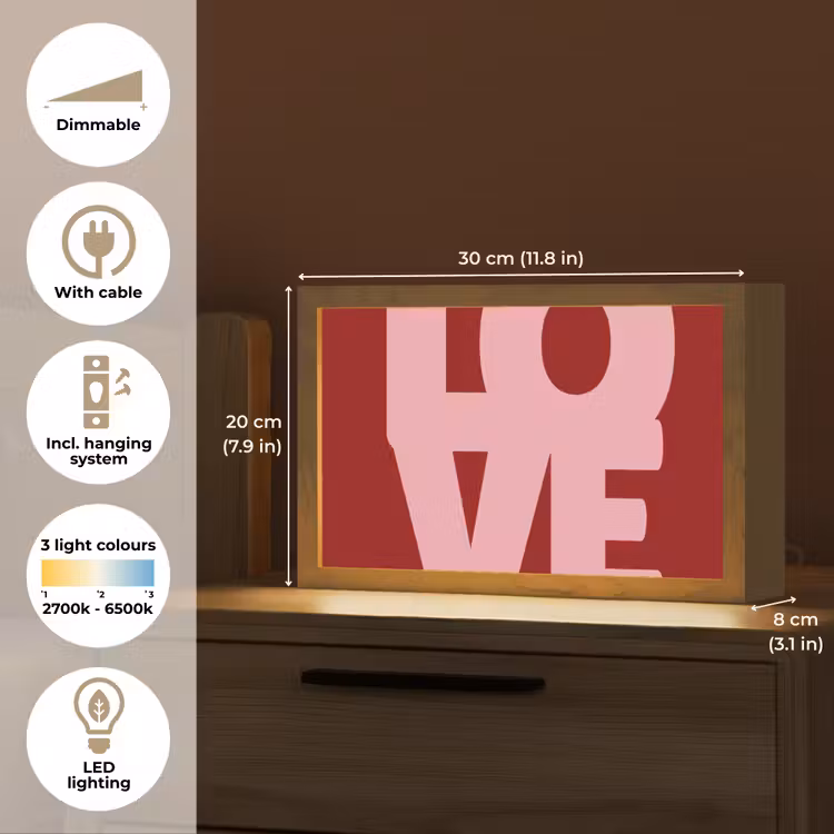 Love - Rood - Blokletters Light Box met kabel (Tafellamp) klein -USP_EN