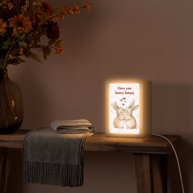 Liefde - Rood - konijn Light Box met kabel (Tafellamp) klein -sfeer4