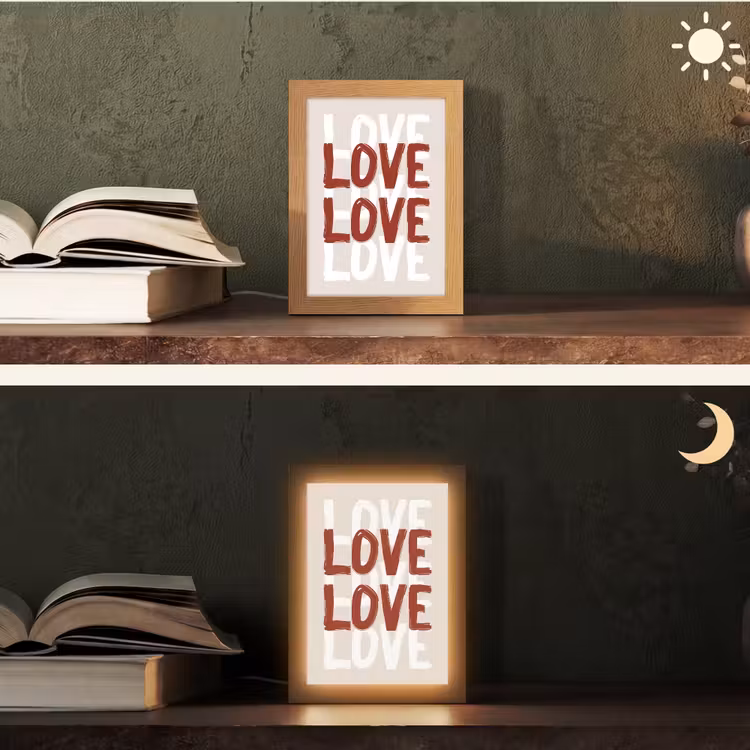 Love - Rood - Tekst Light Box met kabel (Tafellamp) klein -sfeer3