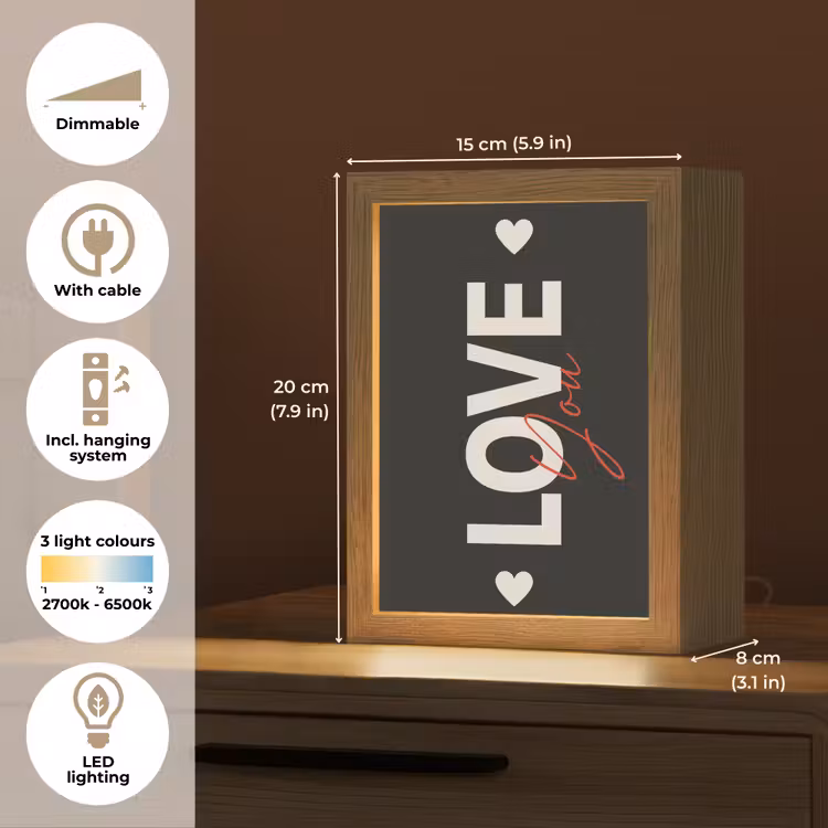 Love - Rood - Valentijn Light Box met kabel (Tafellamp) klein -USP_EN