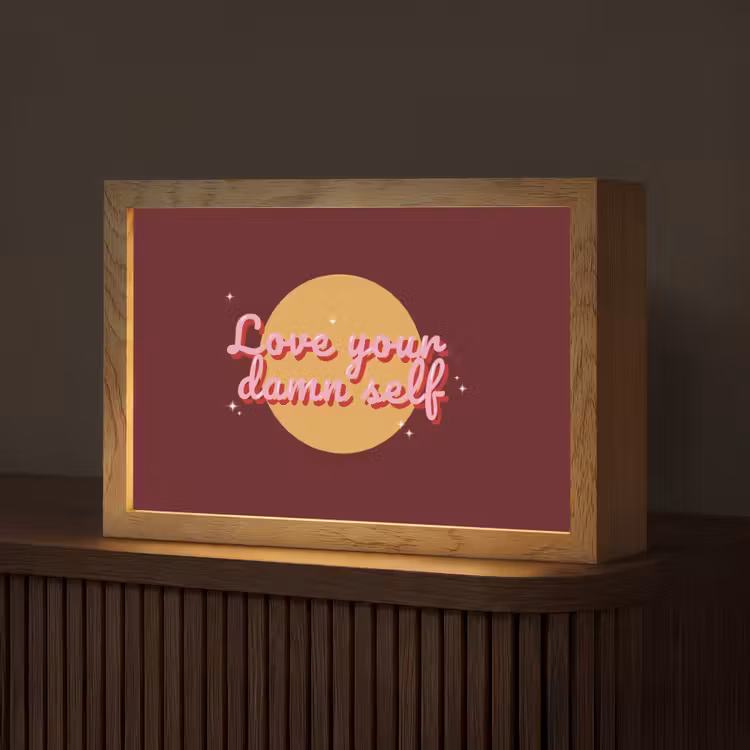love your damn self - Cirkel - Glitter - Rood Light Box met kabel (Tafellamp) klein -z3d_website