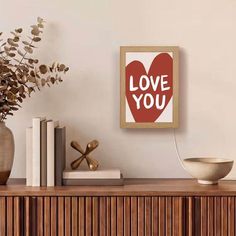 Loveyou - Hart - Rood Light Box met kabel (Tafellamp) klein -sfeer2
