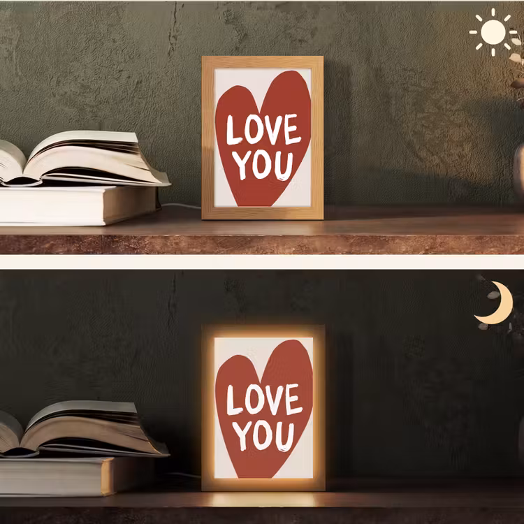 Loveyou - Hart - Rood Light Box met kabel (Tafellamp) klein -sfeer3