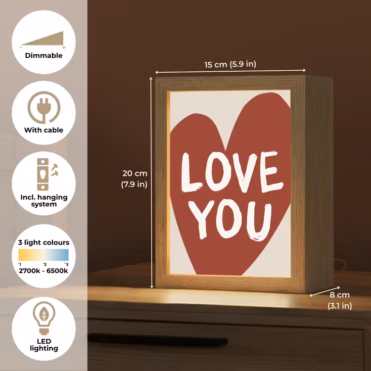 Loveyou - Hart - Rood Light Box met kabel (Tafellamp) klein -USP_EN