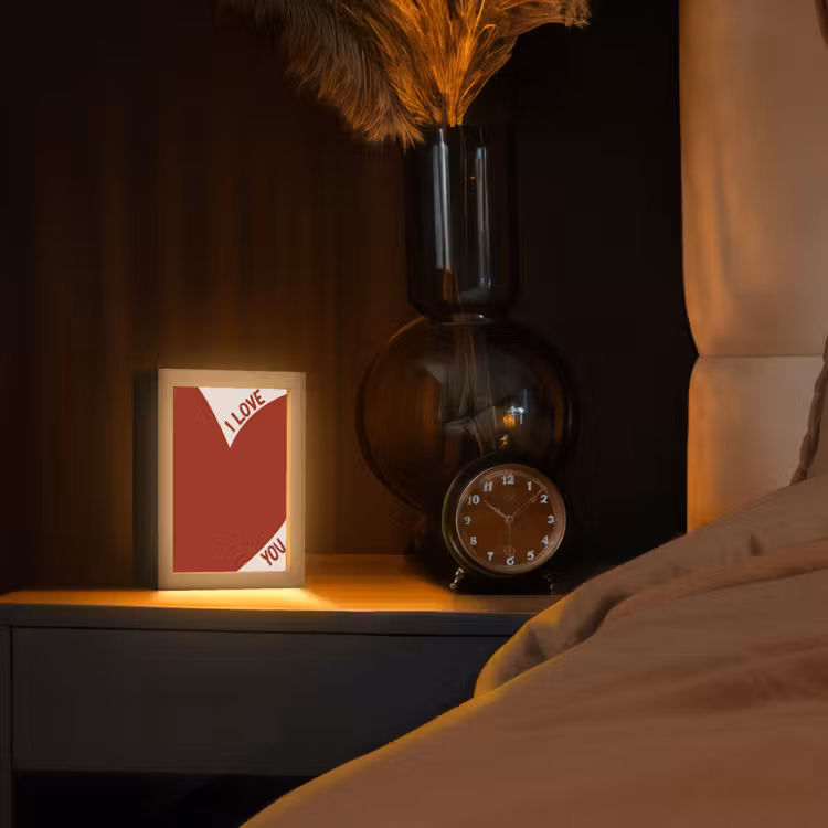 Loveyou - Rood - Hart Light Box met kabel (Tafellamp) klein -sfeer1