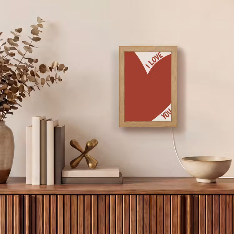 Loveyou - Rood - Hart Light Box met kabel (Tafellamp) klein -sfeer2