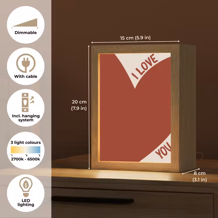Loveyou - Rood - Hart Light Box met kabel (Tafellamp) klein -USP_EN