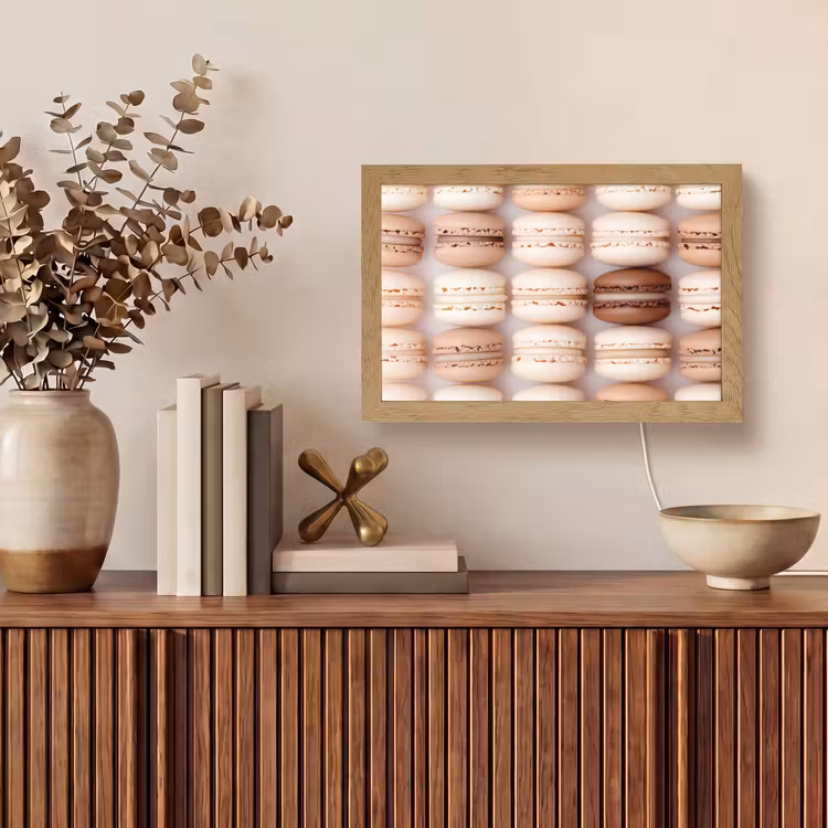 Macarons - Beige - Bruin Light Box met kabel (Tafellamp) klein -sfeer2
