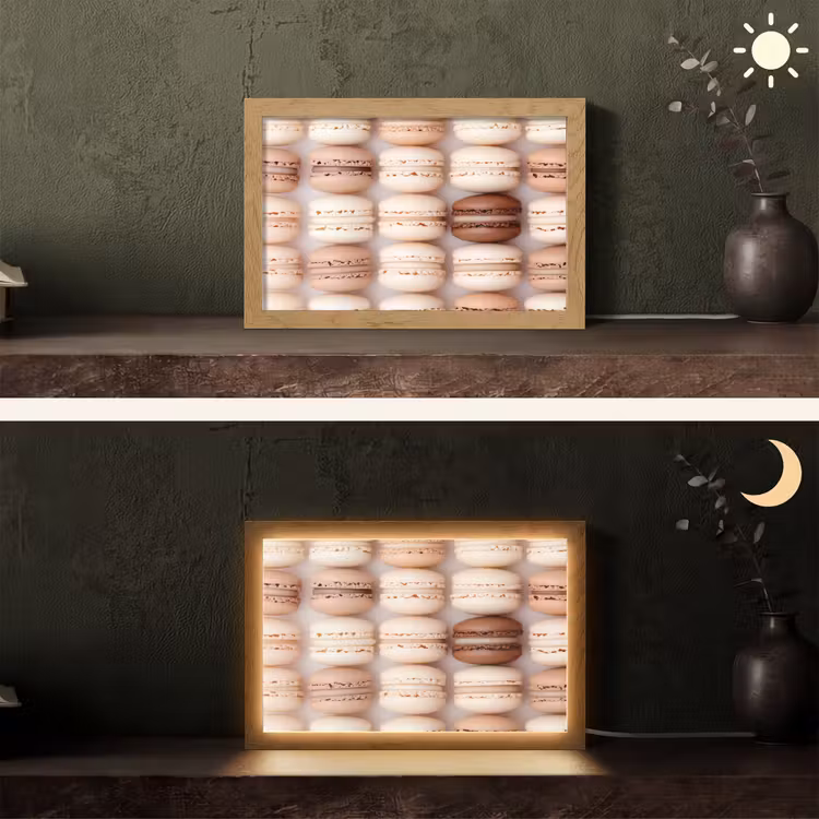 Macarons - Beige - Bruin Light Box met kabel (Tafellamp) klein -sfeer3