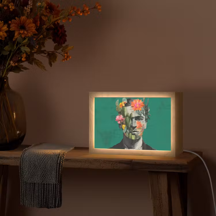 Man - Planten - Groen Light Box met kabel (Tafellamp) klein -sfeer4