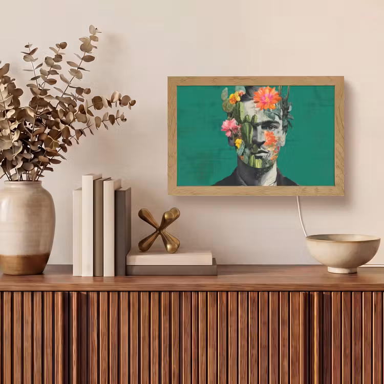 Man - Planten - Groen Light Box met kabel (Tafellamp) klein -sfeer2