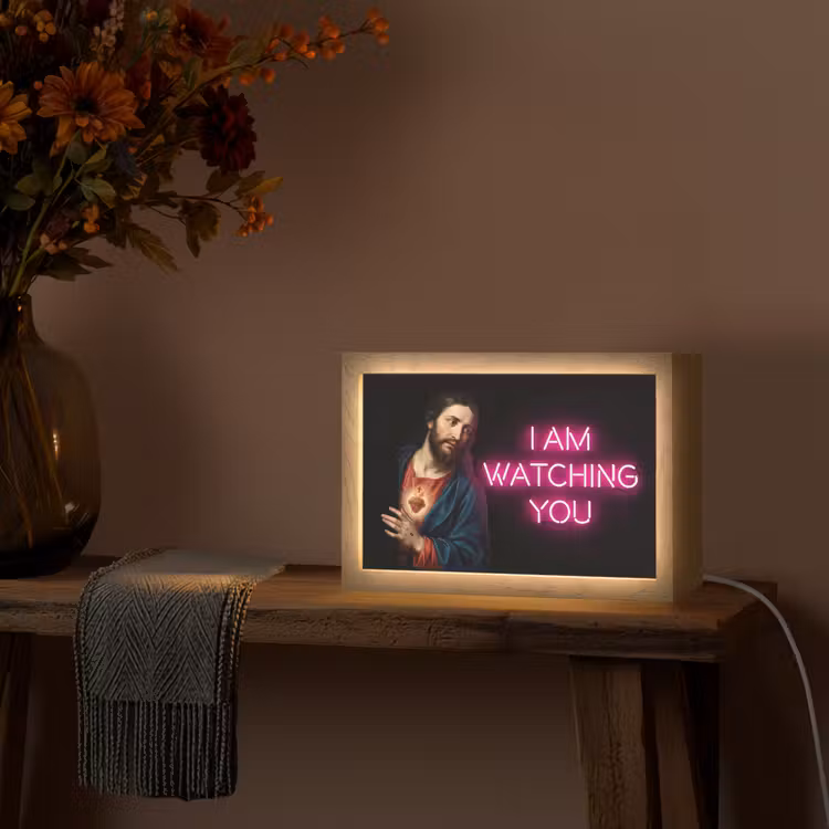 Man - Tekst - Neon Light Box met kabel (Tafellamp) klein -sfeer4
