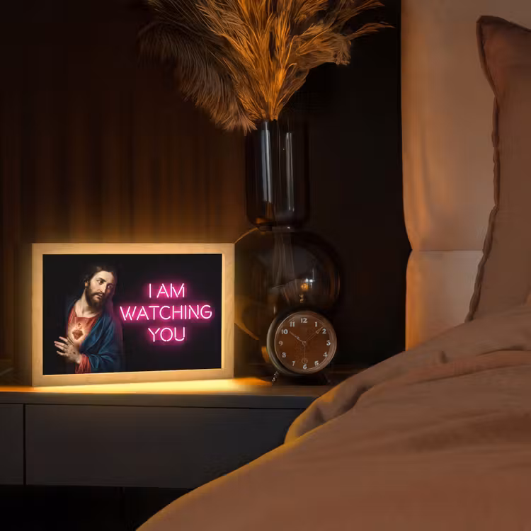 Man - Tekst - Neon Light Box met kabel (Tafellamp) klein -sfeer1
