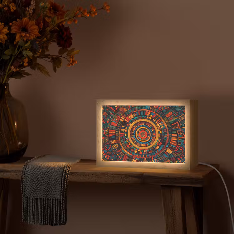 Mandala - Cirkels - Patronen Light Box met kabel (Tafellamp) klein -sfeer4