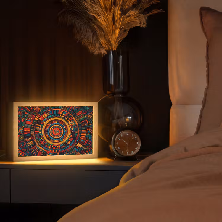 Mandala - Cirkels - Patronen Light Box met kabel (Tafellamp) klein -sfeer1