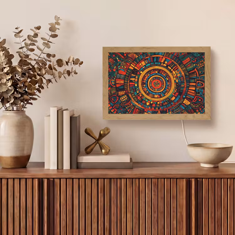 Mandala - Cirkels - Patronen Light Box met kabel (Tafellamp) klein -sfeer2