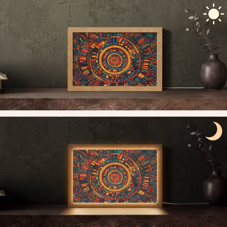 Mandala - Cirkels - Patronen Light Box met kabel (Tafellamp) klein -sfeer3
