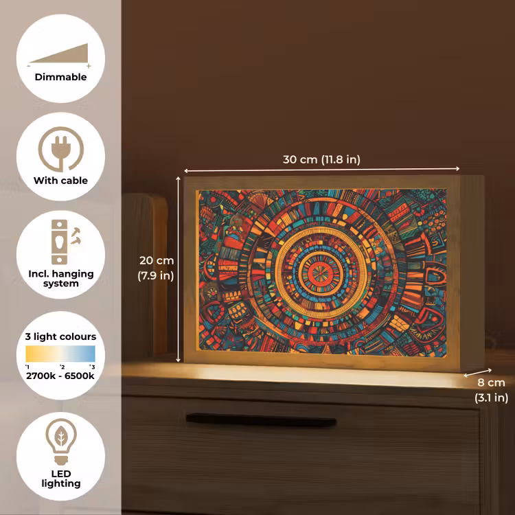 Mandala - Cirkels - Patronen Light Box met kabel (Tafellamp) klein -USP_EN
