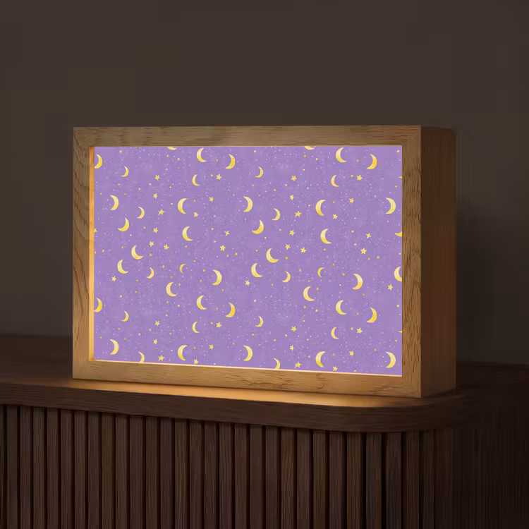 Manen - Sterren - Paars Light Box met kabel (Tafellamp) klein 924 -z3d_website