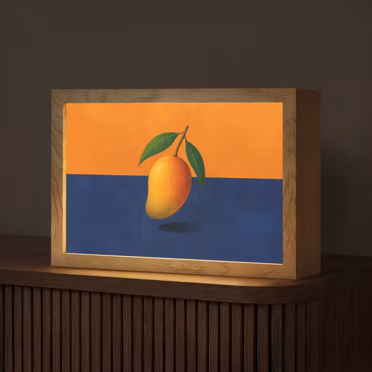 Mango - Vlakken - Bladeren - Oranje Light Box met kabel (Tafellamp) klein -z3d_website